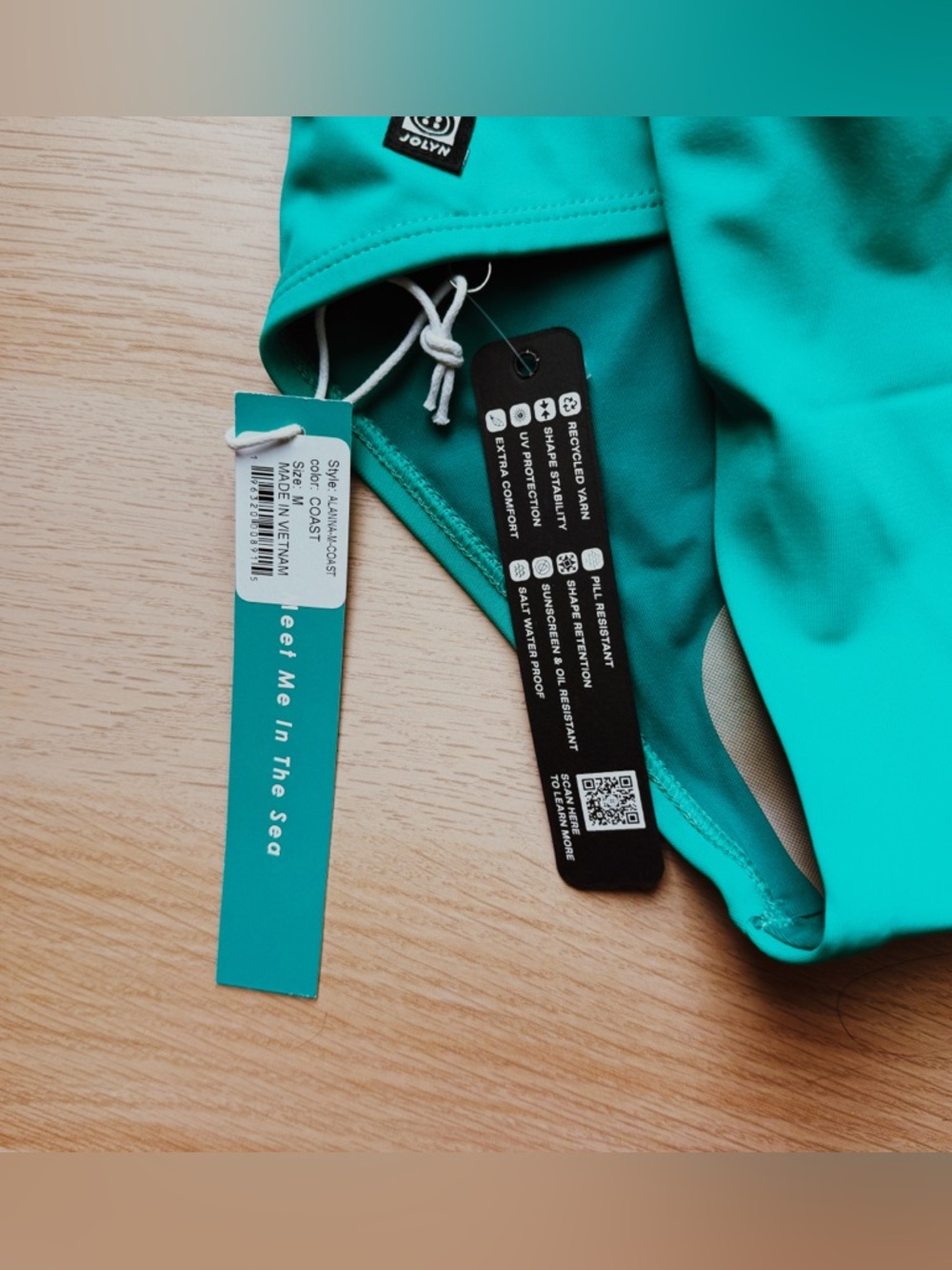 Jolyn | Alanna Bikini Bottom Cheeky Medium Coverage Coast Teal Green Surf New - Picture 11 of 13